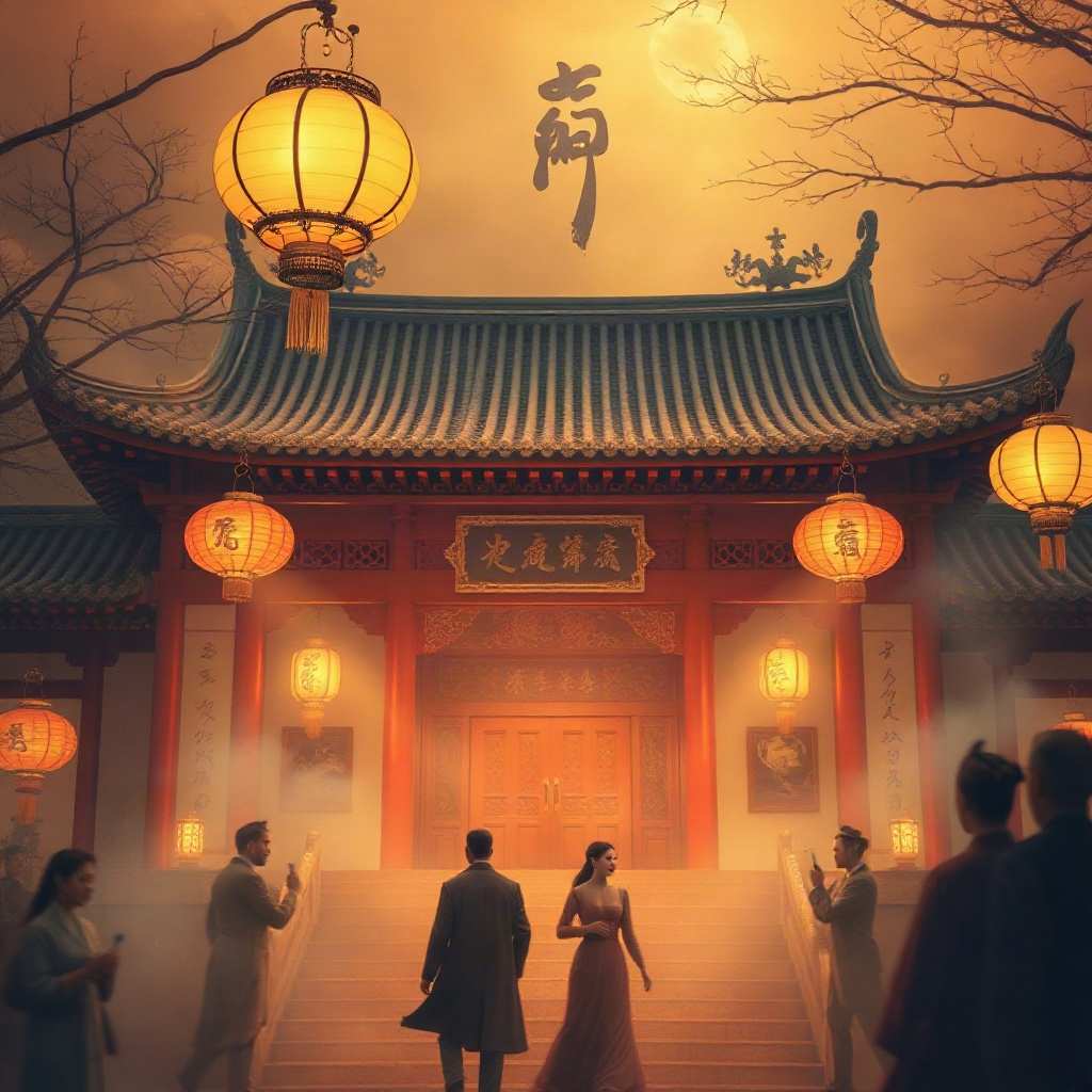 Tang dynasty court intrigue drama cover with palace lanterns